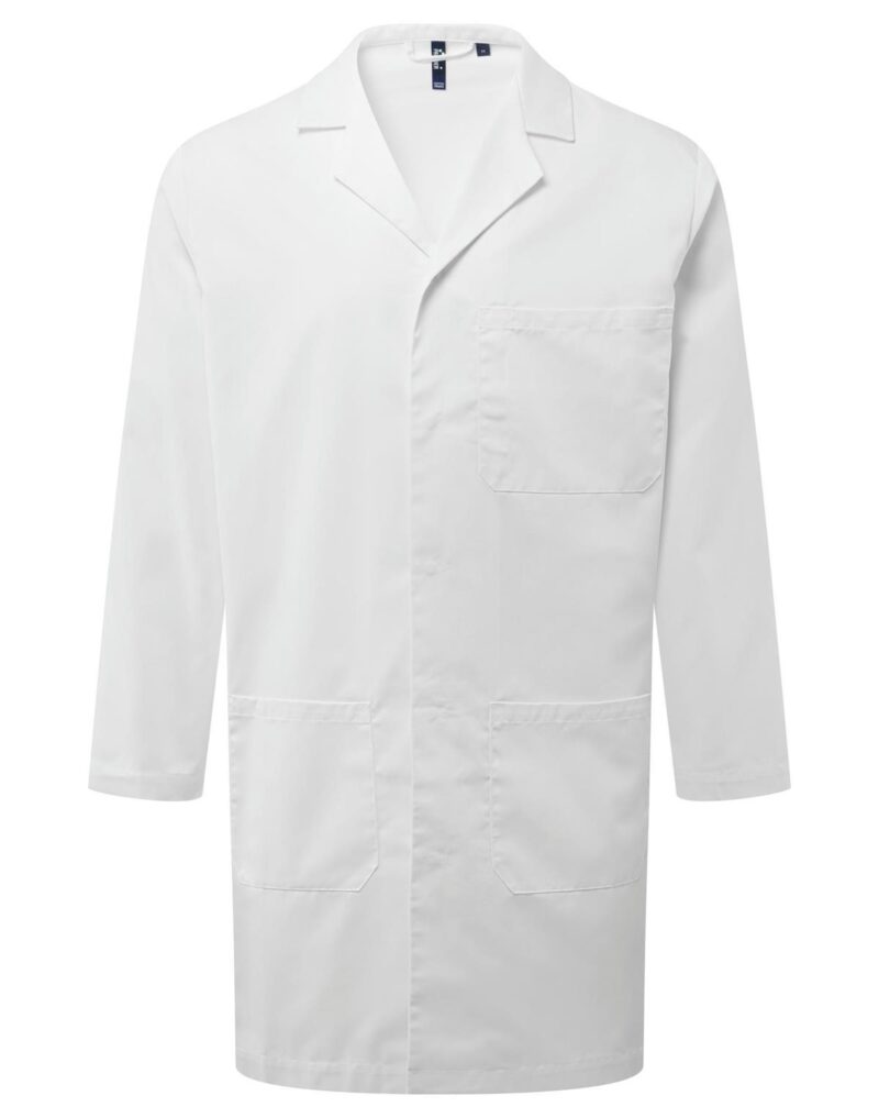 Premier Workwear Essential 3-Pocket Work Coat in wit