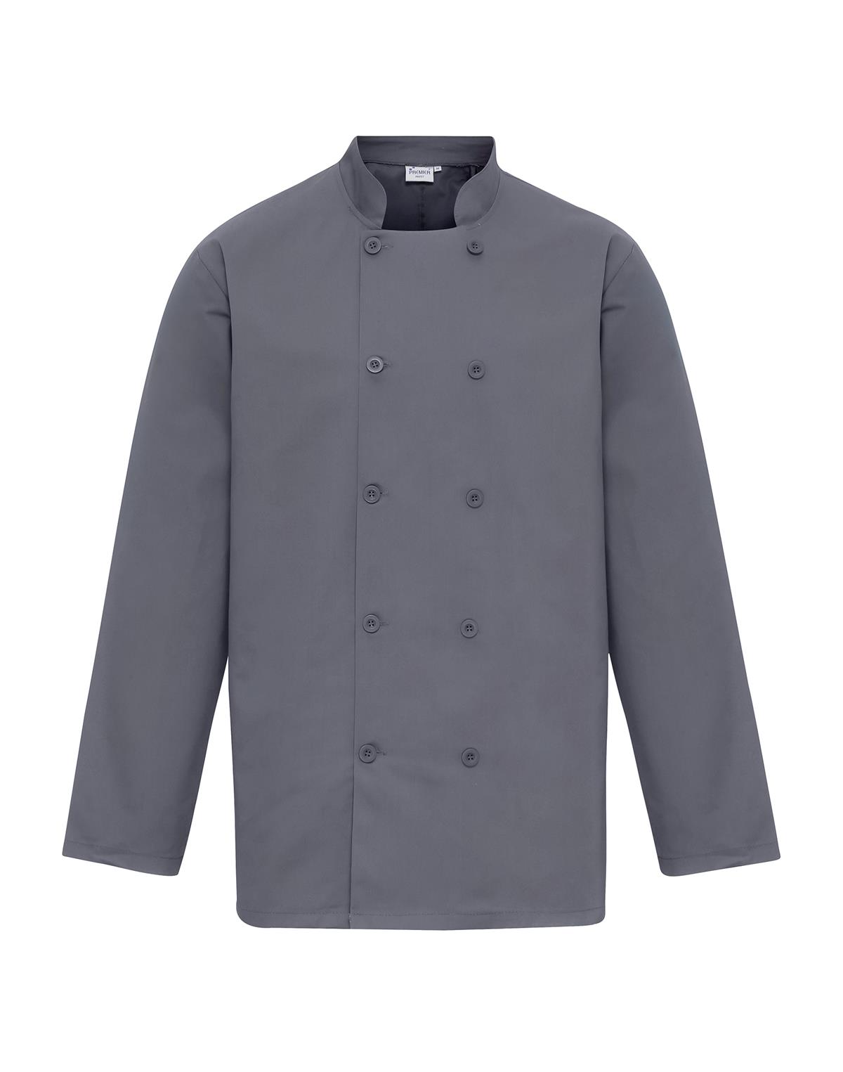 Premier Workwear Long Sleeve Chef´s Jacket in staalgrijs