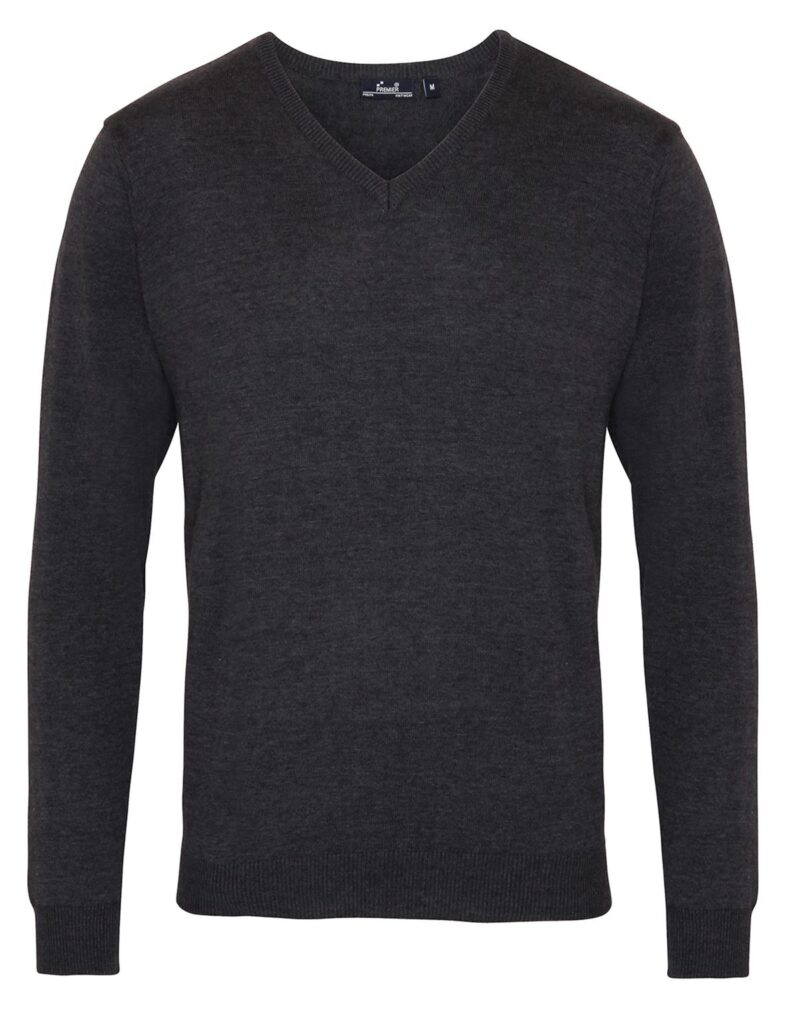 Premier Workwear Men´s V-Neck Knitted Sweater Heren in houtskoolgrijs