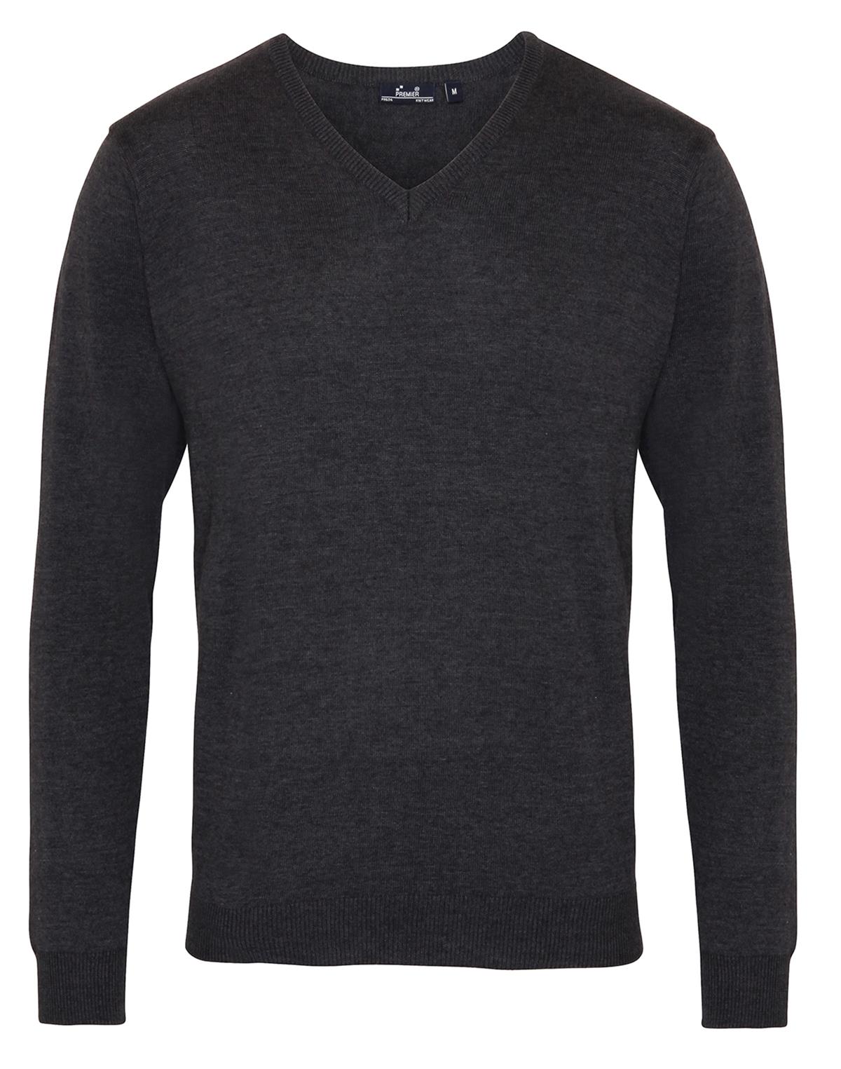 Premier Workwear Men´s V-Neck Knitted Sweater Heren in houtskoolgrijs