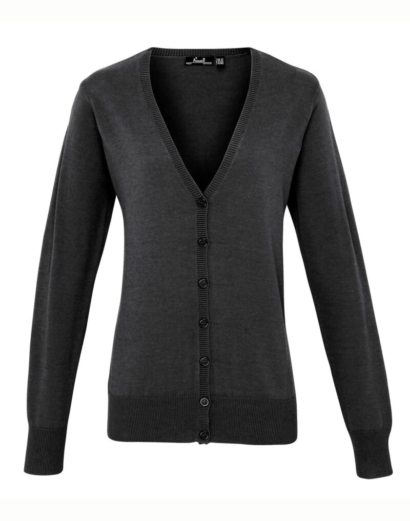 Premier Workwear Women´s Button Through Knitted Cardigan Dames in houtskoolgrijs