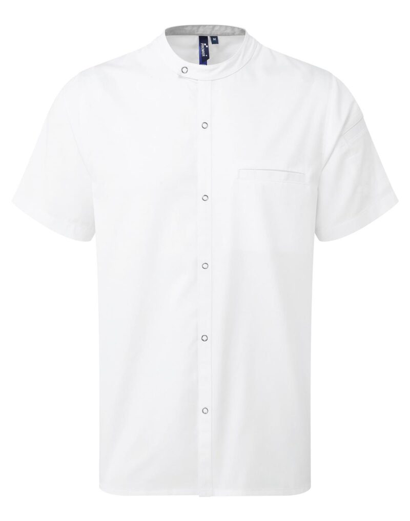 Premier Workwear Chef´s Recycled Short Sleeve Shirt in wit