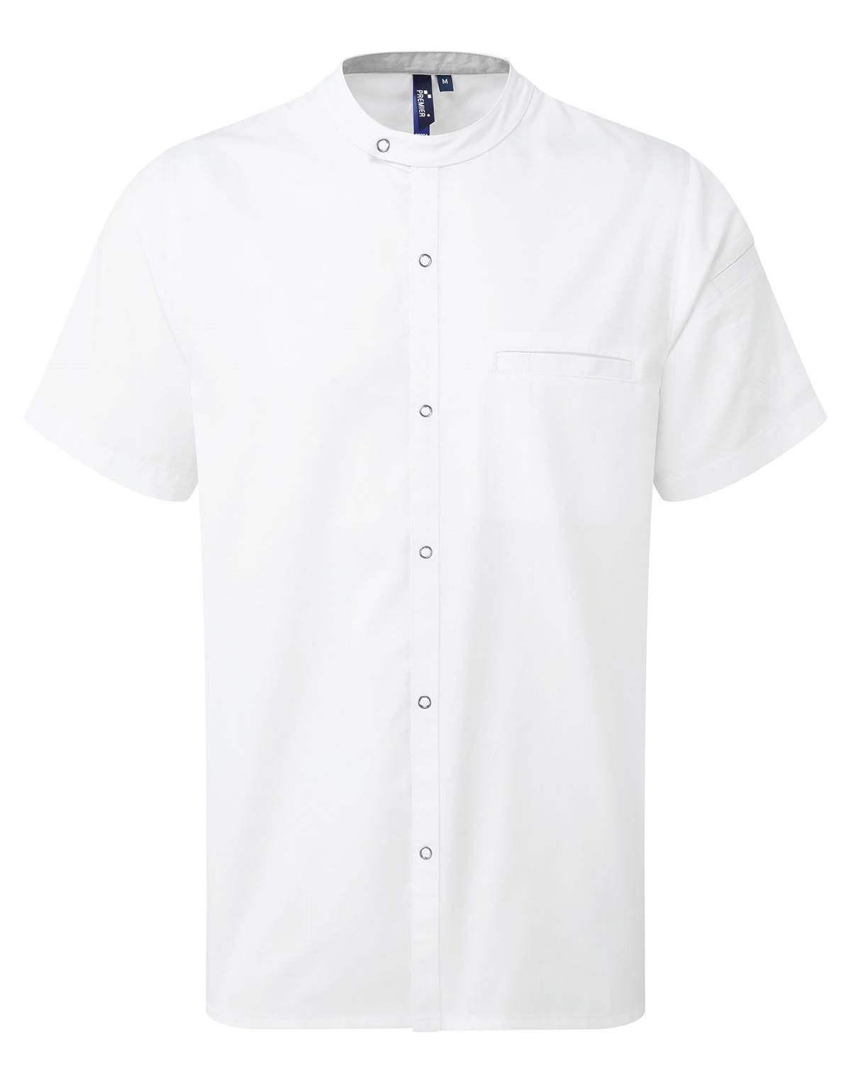 Premier Workwear Chef´s Recycled Short Sleeve Shirt in wit